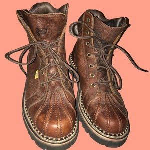 Justin brown leather work boots